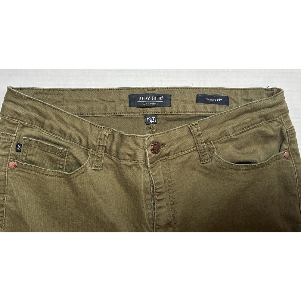 Judy Blue Olive Green Skinny Jeans Juniors 13/31 Stretch High Rise Ankle - Picture 3 of 9
